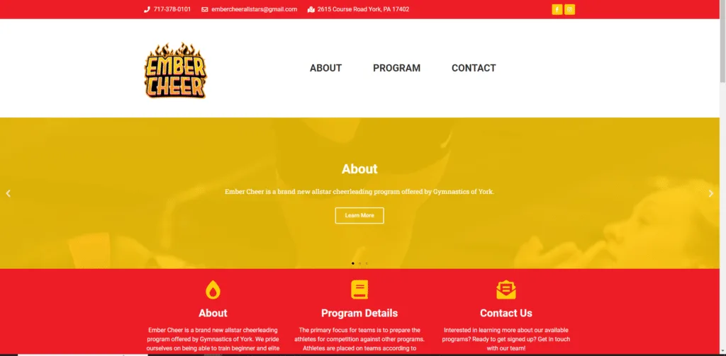 Media Tech Group Portfolio Website Design WordPress Elementor Gymnastics Of York Gy Ember