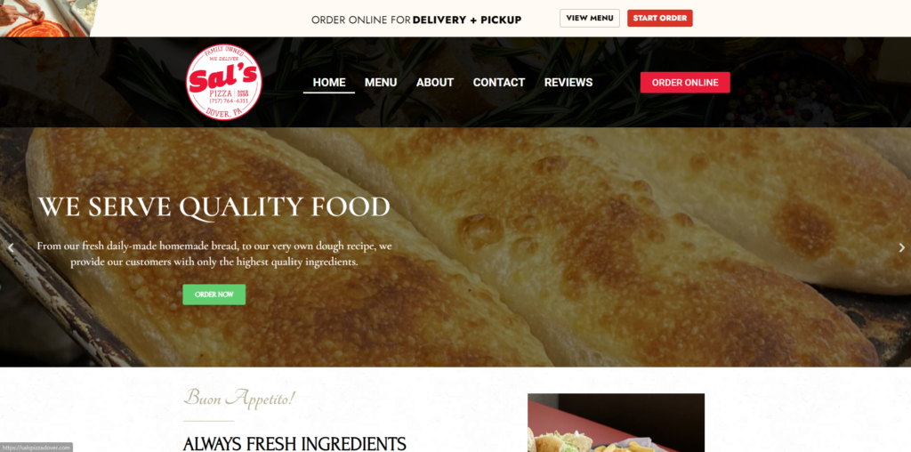 Media Tech Group Portfolio Website Design WordPress Elementor Sal's Pizza