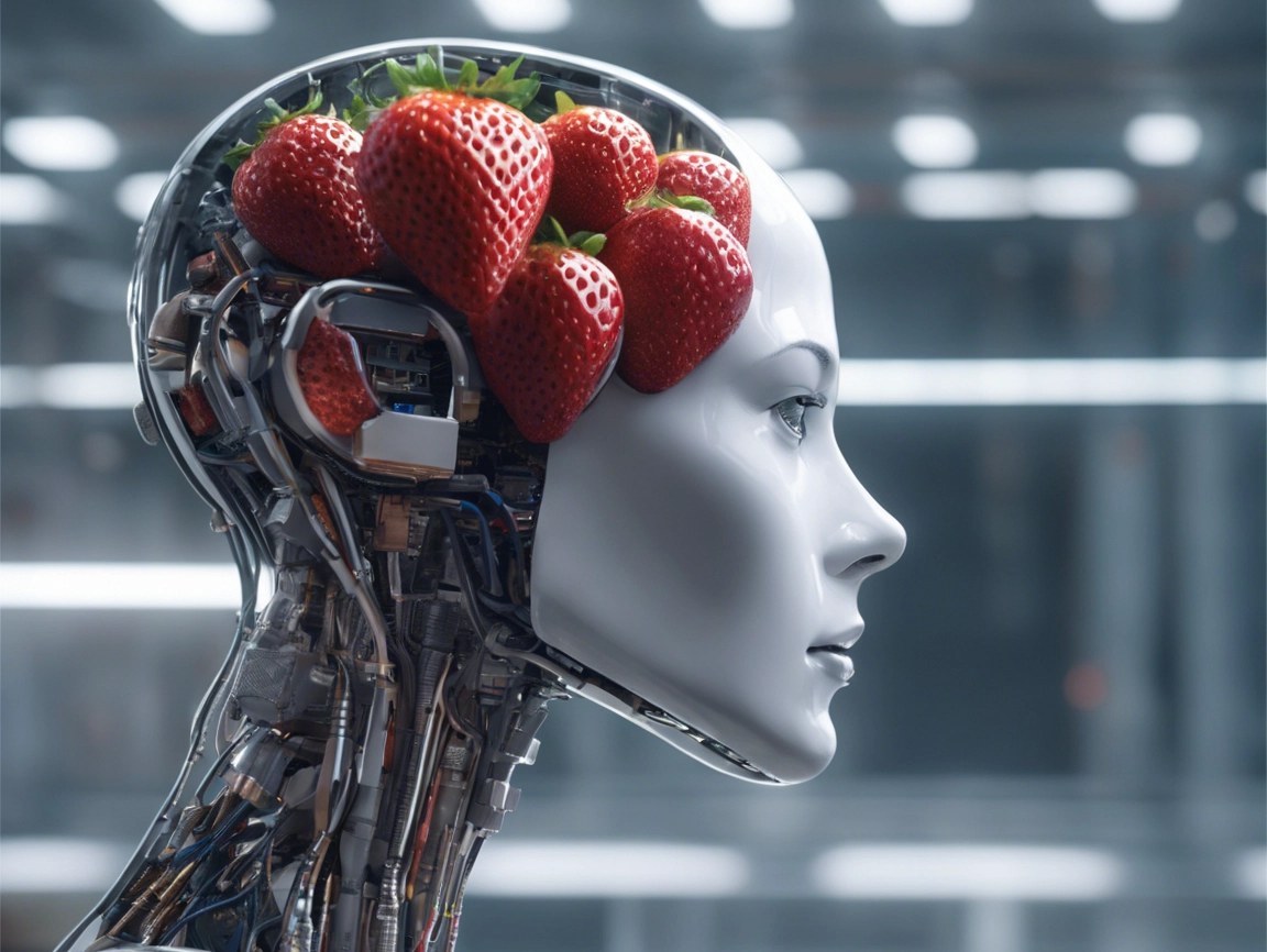 a robot with strawberries on it